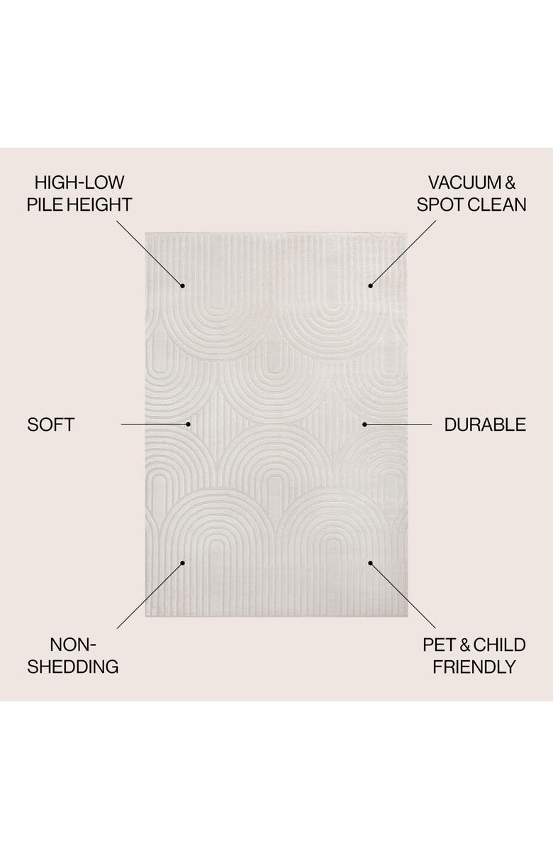 JONATHAN Y Ariana MidCentury Art Deco Striped Arches Two-Tone High-Low Area Rug, Alternate, color, White/Cream