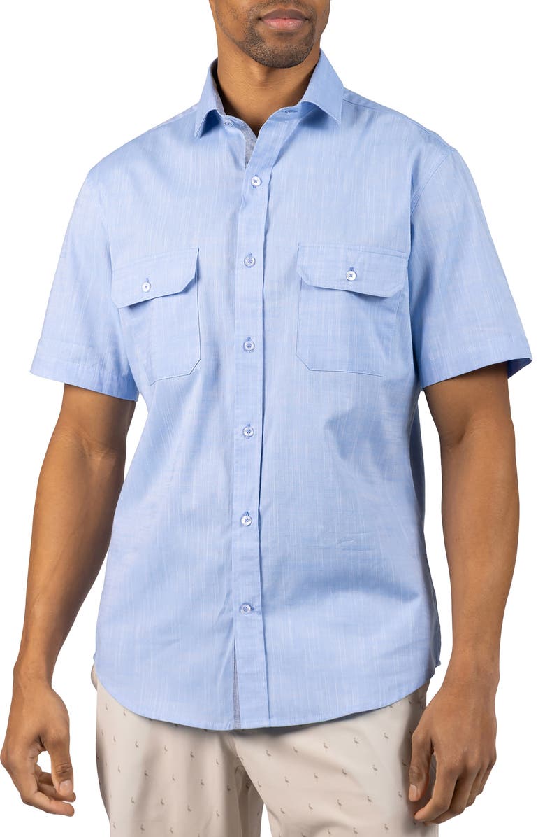 TailorByrd Signature Cotton Chambray Button-Up Shirt, Main, color, Light Blue