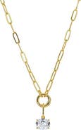 BY ADINA EDEN Colored CZ Oval Charm & Paperclip Clicker Toggle Link Necklace