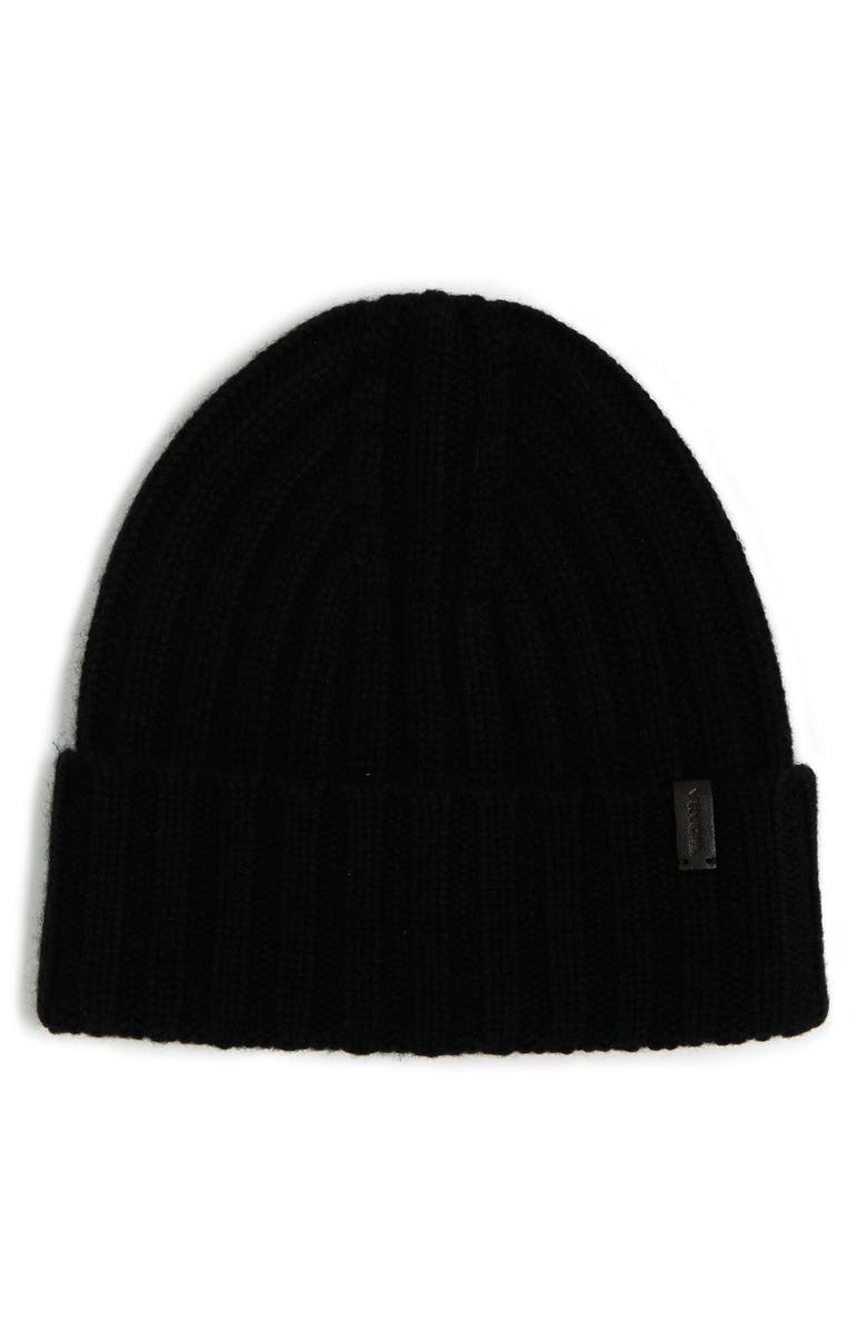 Vince Chunkky Rib Wool & Cashmere Beanie, Main, color, Black