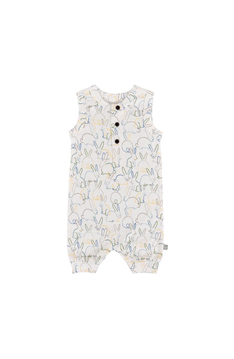 Finn + Emma Organic Baby Romper I Bunnies, Main, color, Off White
