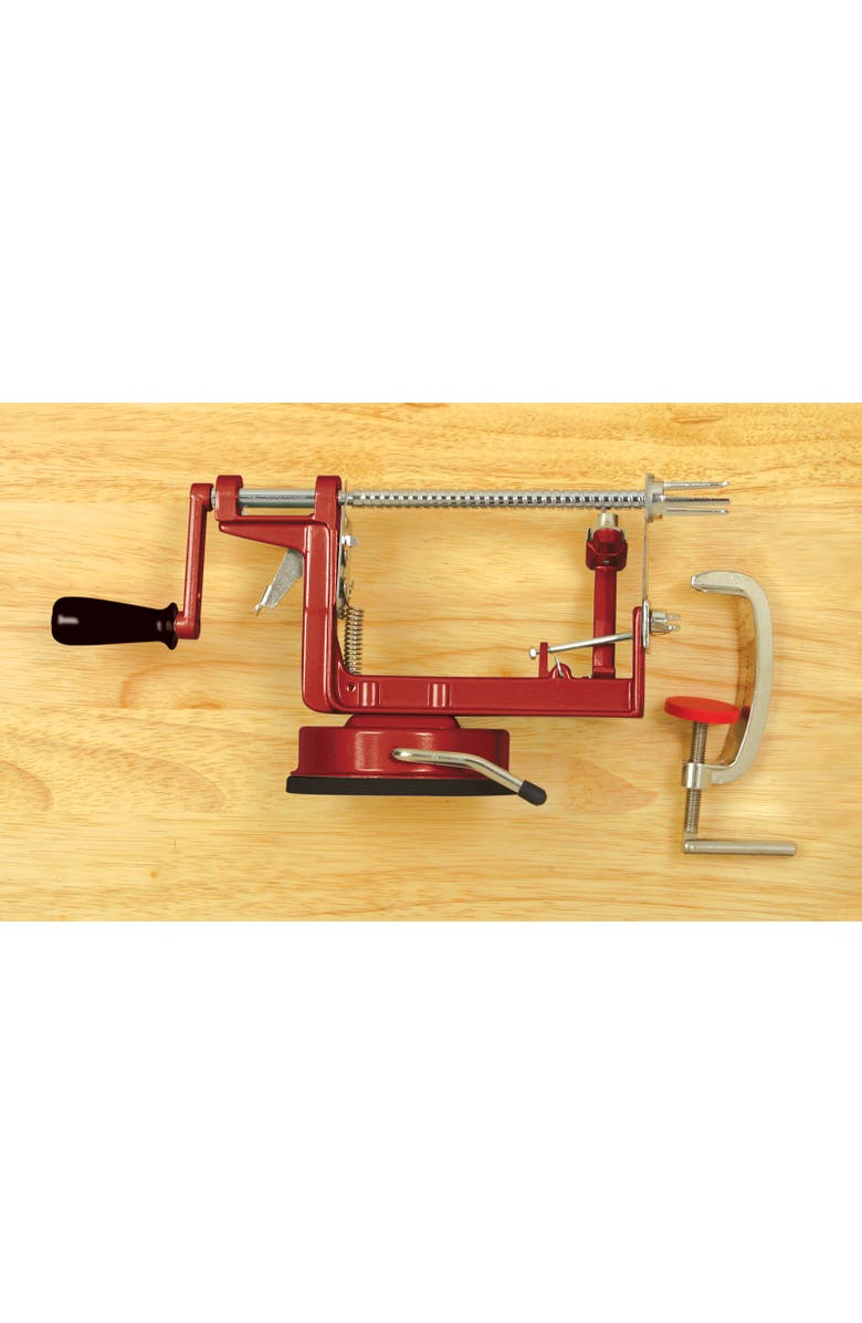 Norpro Apple-Master Parer, Slicer & Corer With Vacuum Base and Clamp for Rough Surfaces, Alternate, color, Red