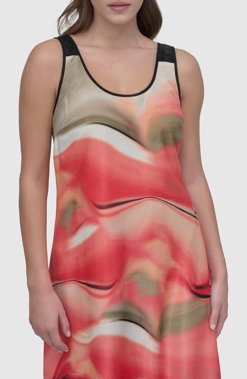 Shop Dkny Print Sleeveless Midi Dress In Brushed Marble