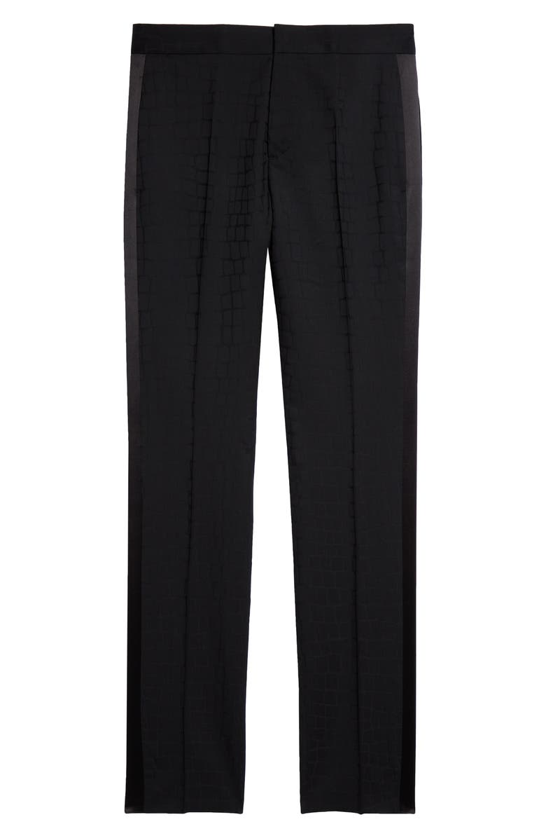 Versace Crocodile Jacquard Straight Leg Virgin Wool Tuxedo Pants, Alternate, color,