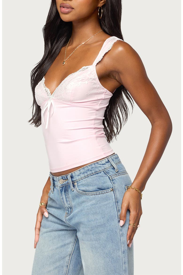 Troya Contrast Lace Tank Top, Alternate, color, PINK-AND-WHITE