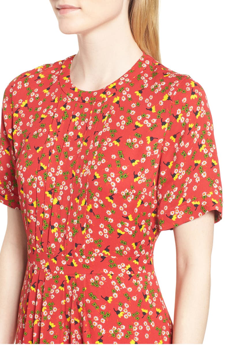 Whistles Peony Print Pleat Dress, Alternate, color, 