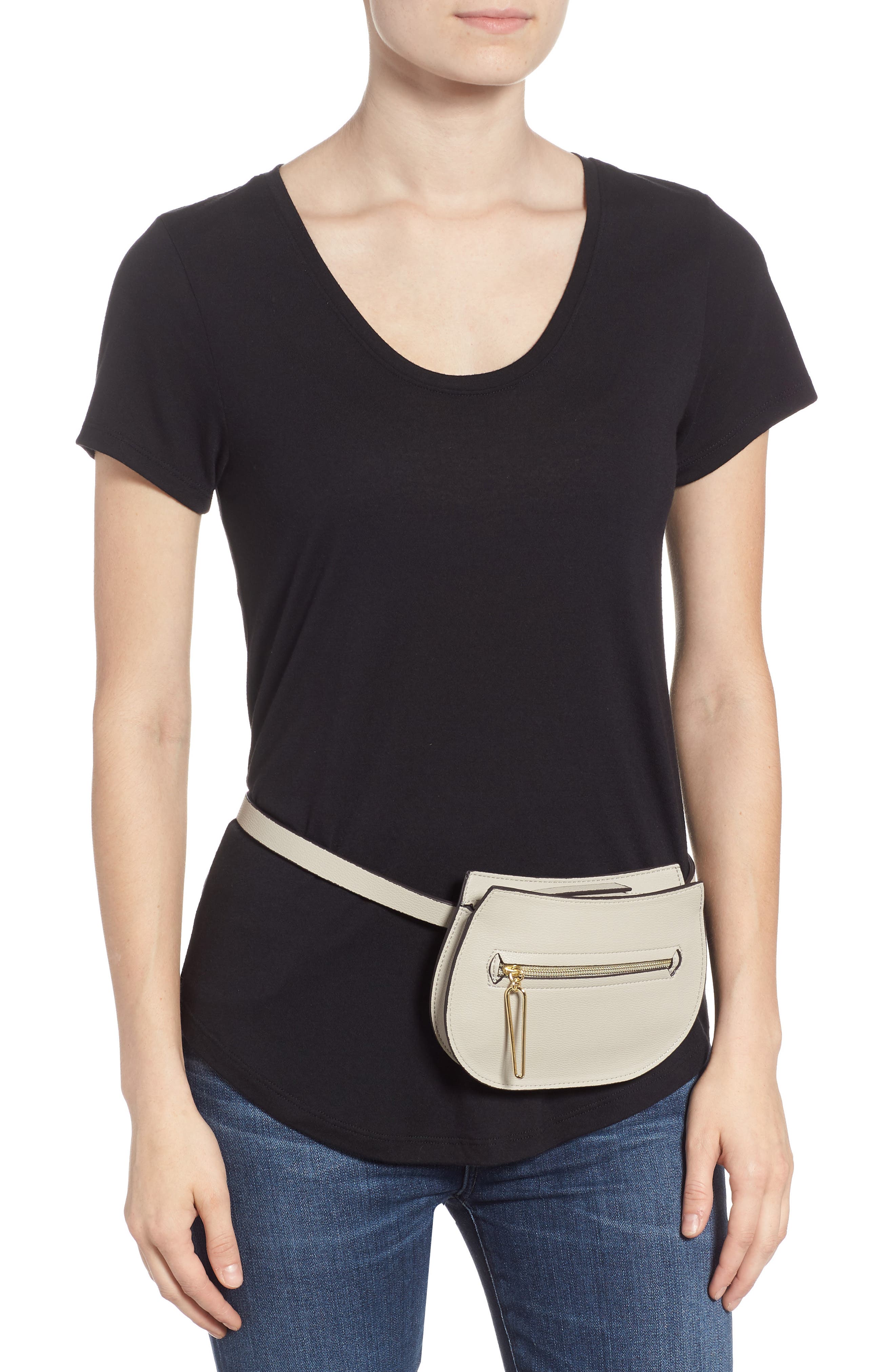 Trish Faux Leather Belt Bag, Alternate, color, LIGHT GREY