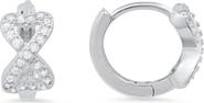 Queen Jewels Sterling Silver Petite CZ Heart Huggie Hoop Earrings