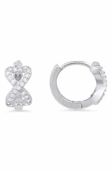 Queen Jewels Sterling Silver Petite CZ Heart Huggie Hoop Earrings