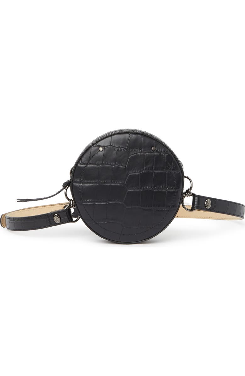 Longchamp Croc Embossed Circle Belt Bag, Main, color, Black