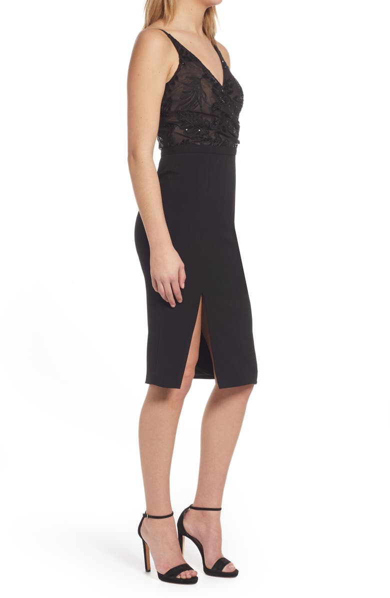 Dress the Population Giulia Sequin Bodice Crepe Sheath Dress, Alternate, color, 