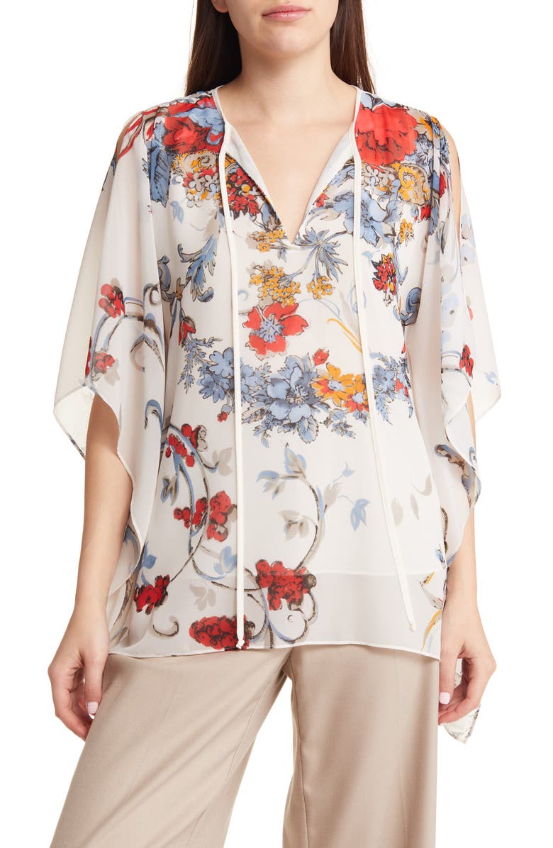 KOBI HALPERIN Alana Floral Print Split Sleeve Top, Main, color, 