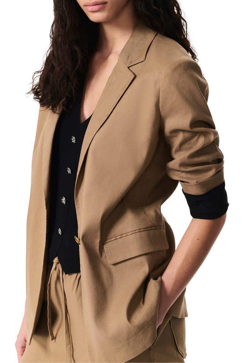 Jennie Linen Blend Blazer, Alternate, color, MUTEDBROWN