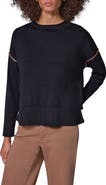 Donna Karan New York Contrast Trim Mock Neck Cotton Sweater