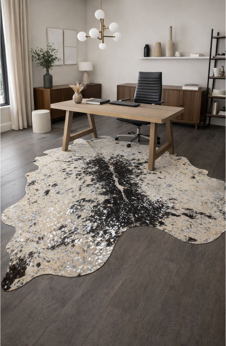Rhacam Eco Hide Luma Metallic Silver Cowhide Rug  8'4" × 7'1", Alternate, color, Metallic Silver