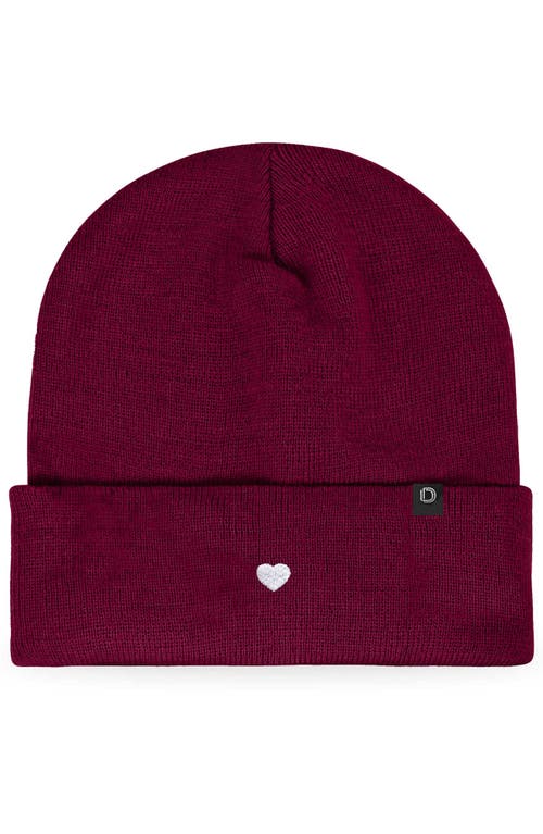 Dalix Lil Heart Beanie Cap In Burgundy