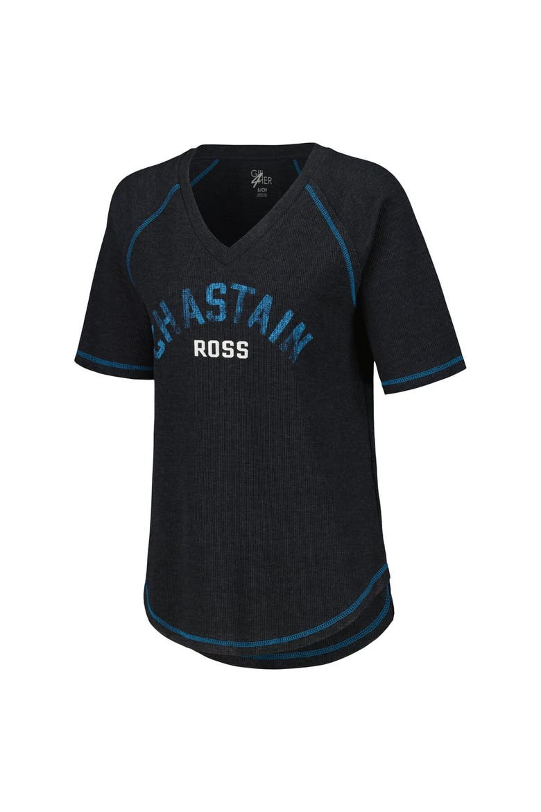 Women's G-III 4Her by Carl Banks Black Ross Chastain Ball Chase Tri-Blend Thermal Raglan Top, Alternate, color, Black