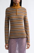 ZANKOV Kim Merino Wool Jacquard Half Zip Sweater