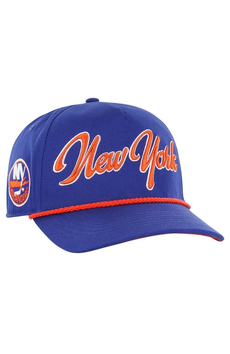 '47 Men's '47 Royal New York Islanders Overhand Logo Side Patch Hitch Adjustable Hat, Main, color, 