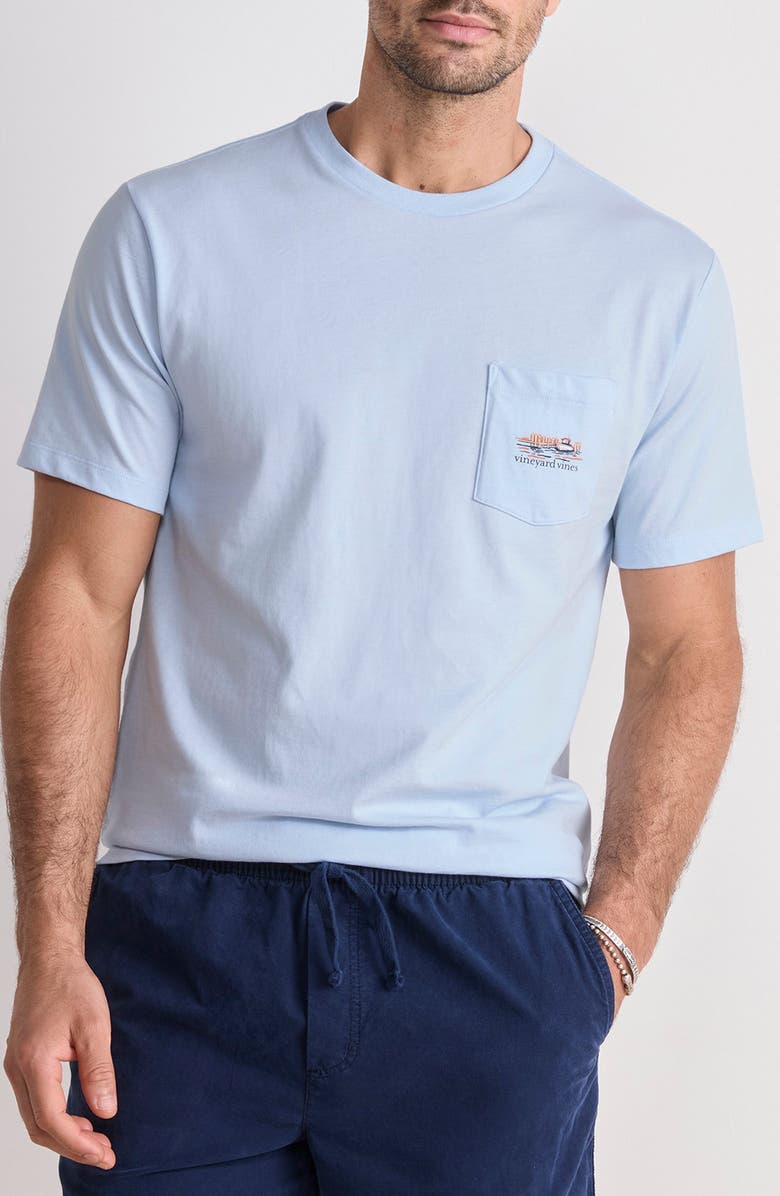 vineyard vines Dockside Autumn Wakes Pocket Graphic T-Shirt, Main, color, Ice Water