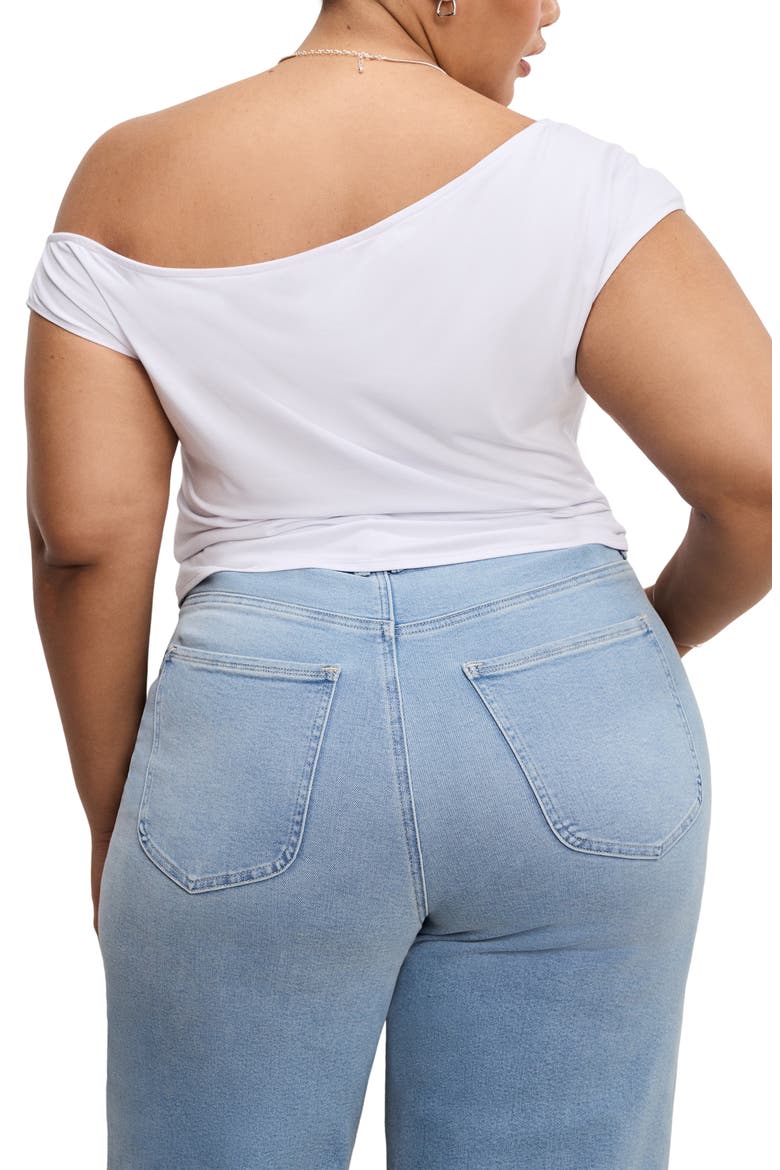 Asymmetric Off the Shoulder Jersey Top, Alternate, color, WHITE001