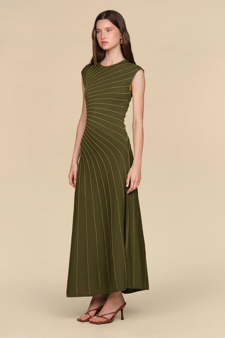 Freya Pleated Knit Dress, Alternate, color, GREEN JUNIPER