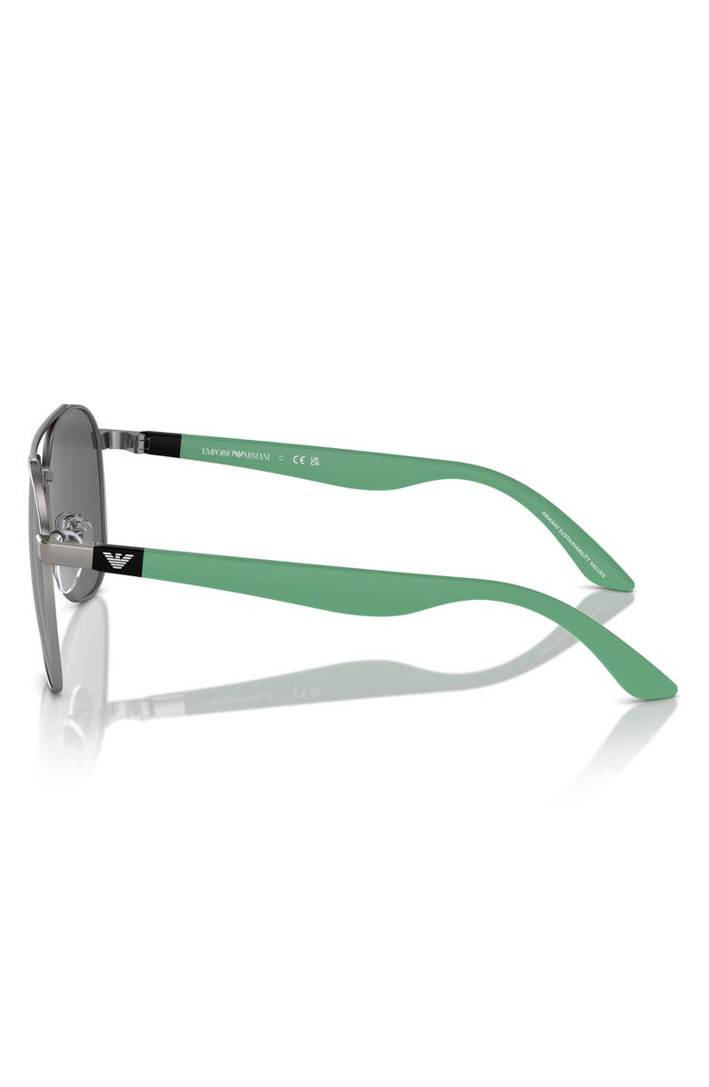 Emporio Armani 53mm Pilot Sunglasses, Alternate, color, Matte Gunmetal / Dark Grey