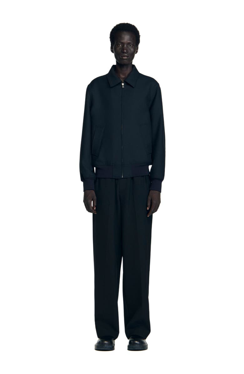 SANDRO Casual zip-up jacket, Alternate, color, Navy Blue