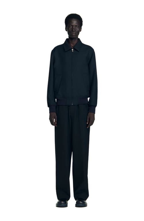 Sandro Casual Zip-up Jacket In Blue