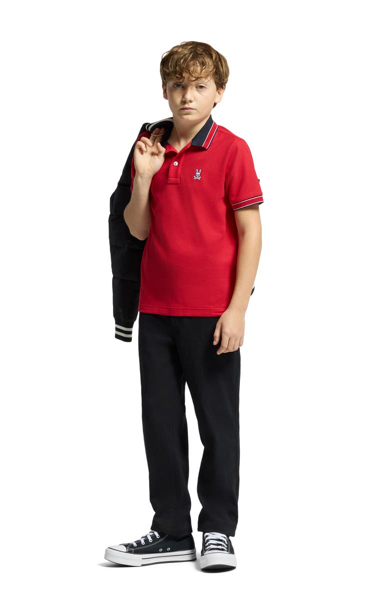 Psycho Bunny Kids' McCoy Piqué Polo, Alternate, color, Brilliant Red 2