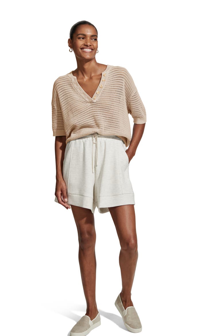 Callie Sheer Knit Cotton Top, Alternate, color, MOONLIGHT