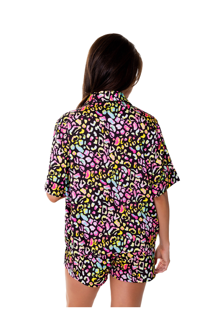 Bright Animal Silky Short Sleeve Shorts Set, Alternate, color, Multicolor