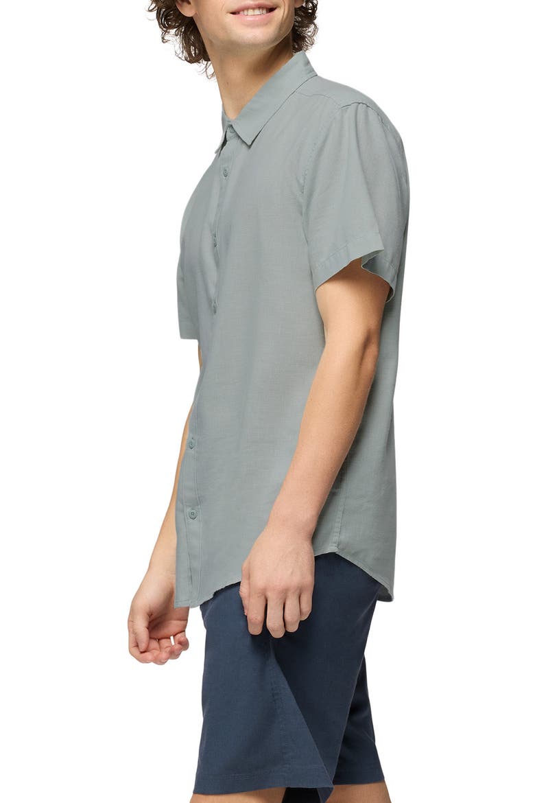 Lindores Hemp Blend Short Sleeve Button-Up Shirt, Alternate, color, SALTWATER