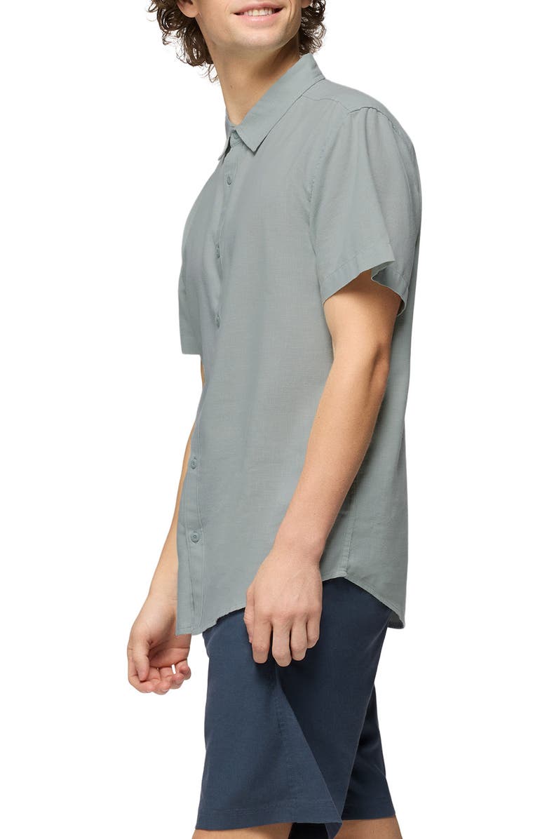 prAna Lindores Hemp Blend Short Sleeve Button-Up Shirt, Alternate, color, Saltwater