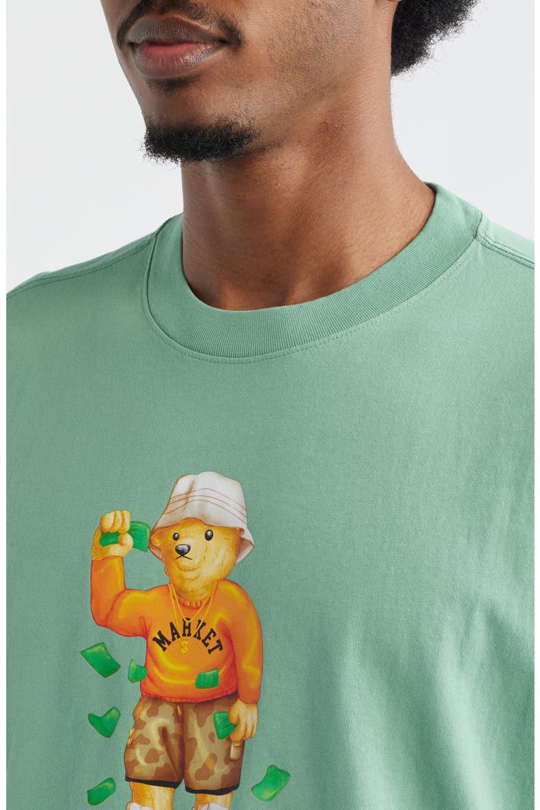 Making It Rain Bear Graphic Cotton T-Shirt, Alternate, color, GREEN