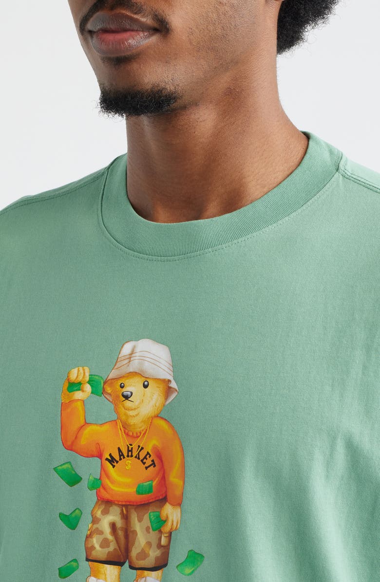 MARKET Making It Rain Bear Graphic Cotton T-Shirt, Alternate, color, Green