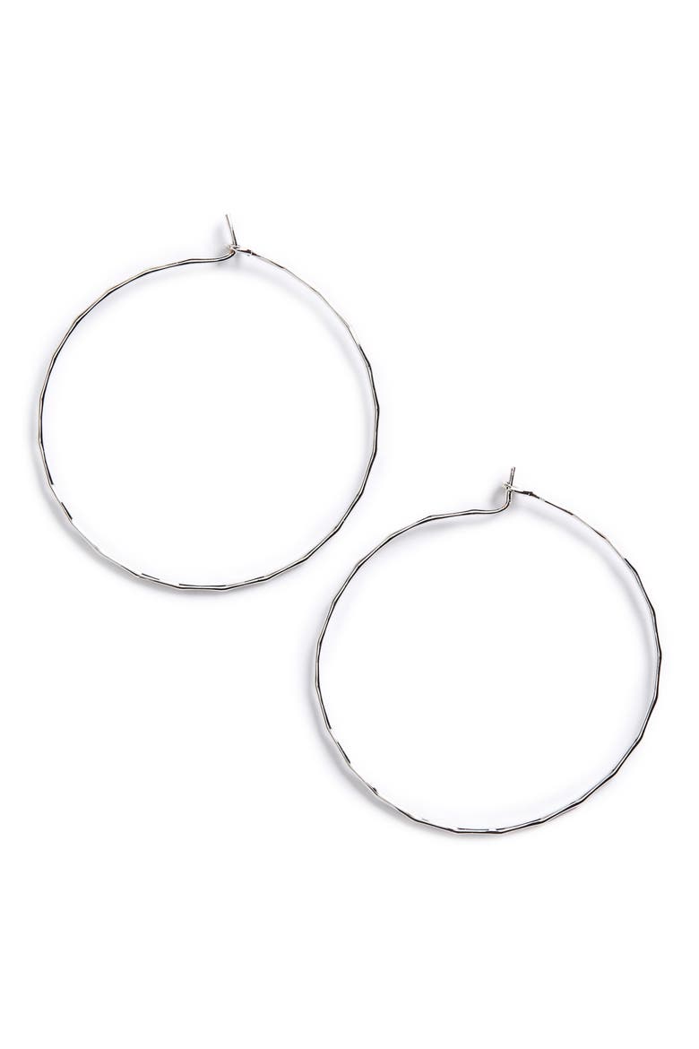 Dainty Hammered Hoop Earrings, Main, color, SILVER