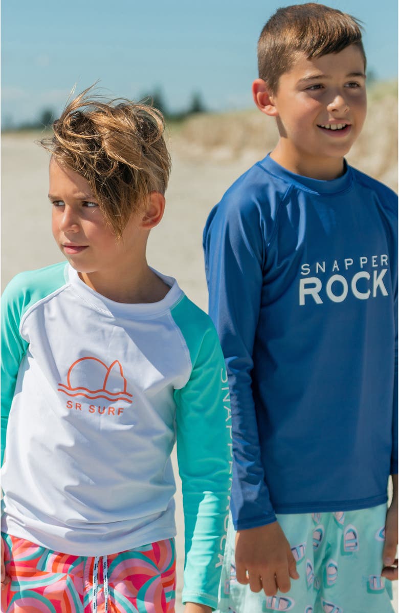 Snapper Rock Kids' Logo Long Sleeve Rashguard Top, Alternate, color, Blue