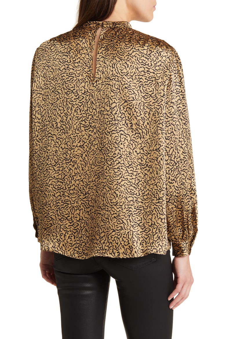 Abstract Print Balloon Sleeve Silk Top, Alternate, color, BEIGE MULTI