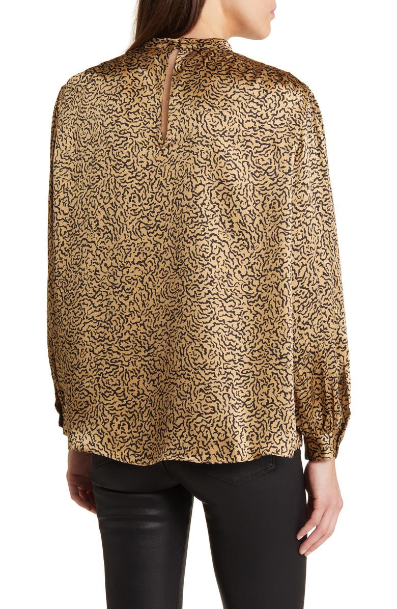 FRAME Abstract Print Balloon Sleeve Silk Top, Alternate, color,