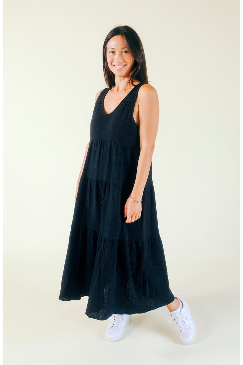 Teresa Tiered Tank Dress, Alternate, color, Black