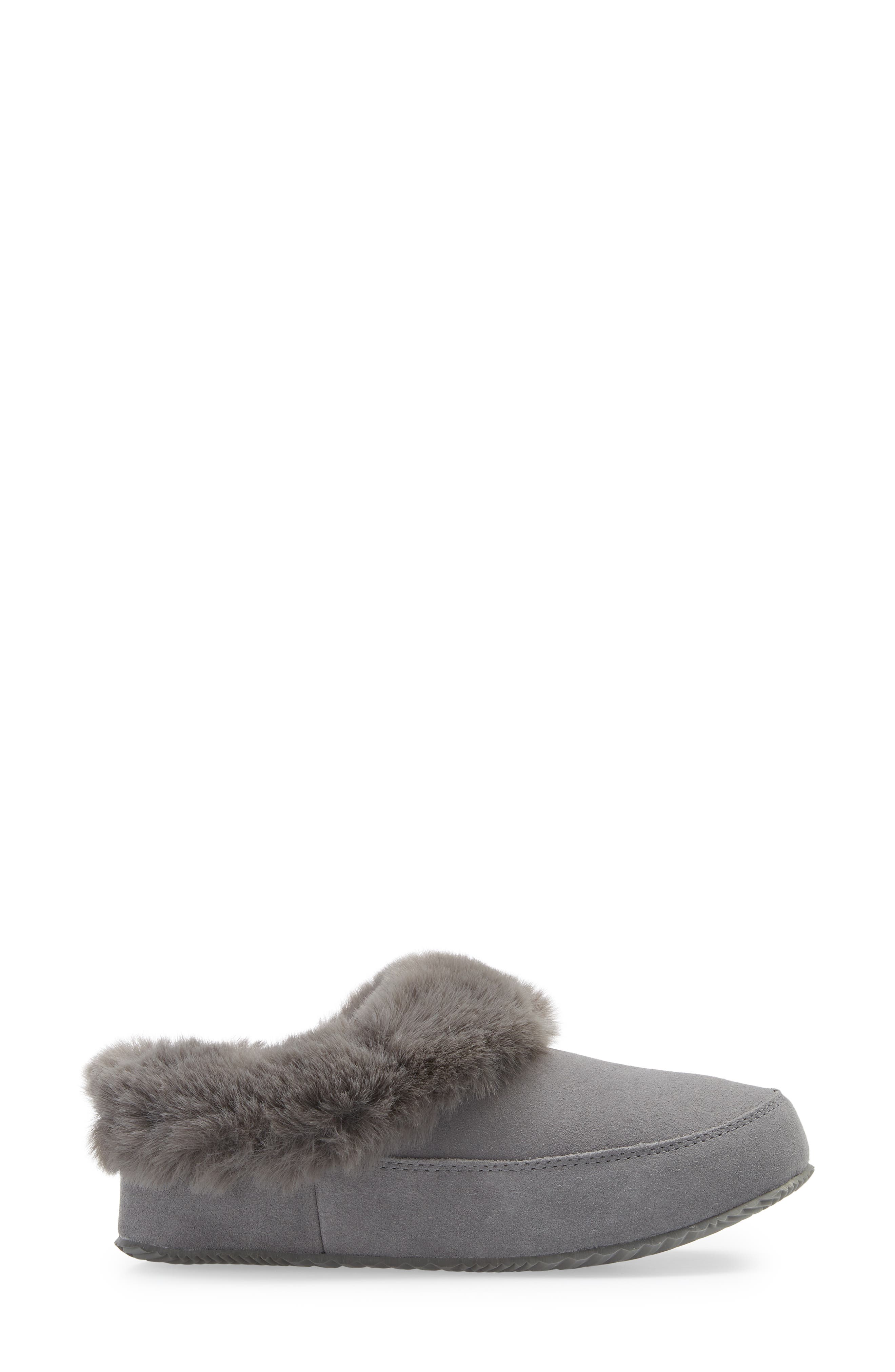 SOREL Go Coffee Run Faux Fur Slipper, Alternate, color, Quarry Quarry