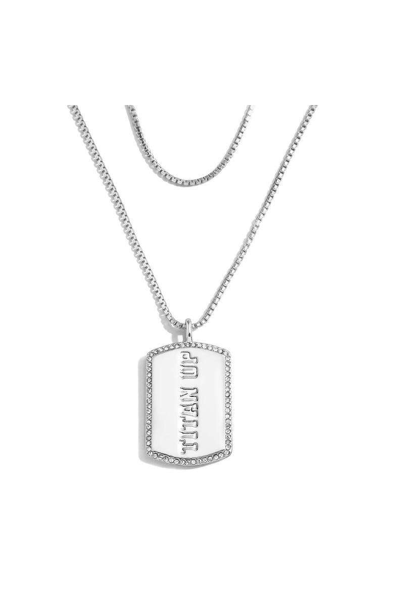 WEAR by Erin Andrews x Baublebar Tennessee Titans Silver Dog Tag Necklace, Alternate, color, Silver