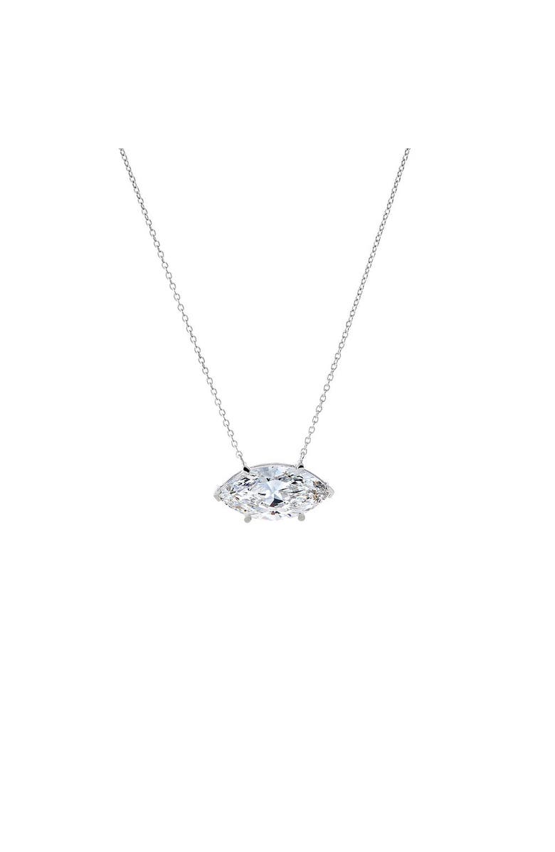 BY ADINA EDEN Lab Grown Diamond Marquise Sideway Pendant Necklace 14K, Main, color, 14K White Gold