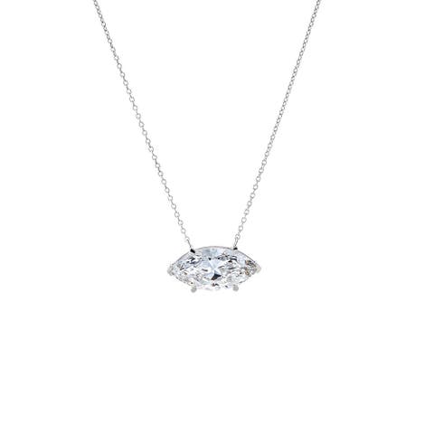 Lab Grown Diamond Marquise Sideway Pendant Necklace 14K