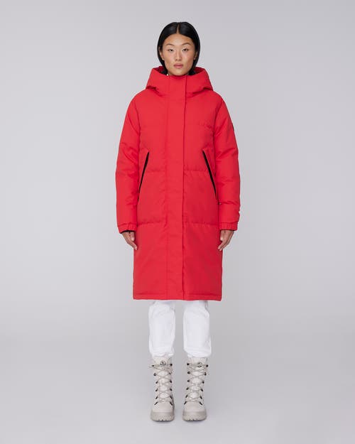 Quartz Co. Ines | Hooded Down Winter Jacket In Fiery Red