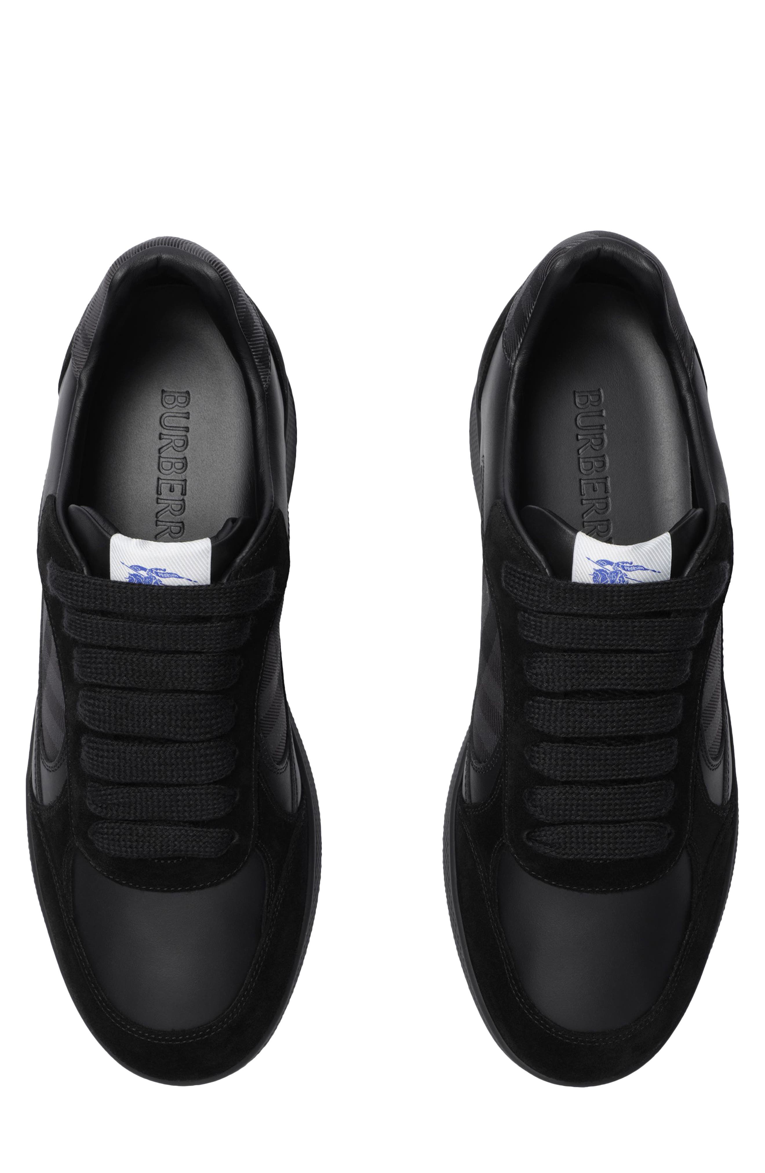 Burberry Terrace Check Leather & Canvas Sneaker, Alternate, color, Black/ Irongrey/ Ipchec