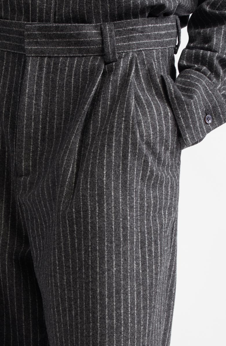 TEURN STUDIOS Connie Relaxed Fit Pinstripe Pleated Virgin Wool Blend Trousers, Alternate, color, Grey Pinstripe