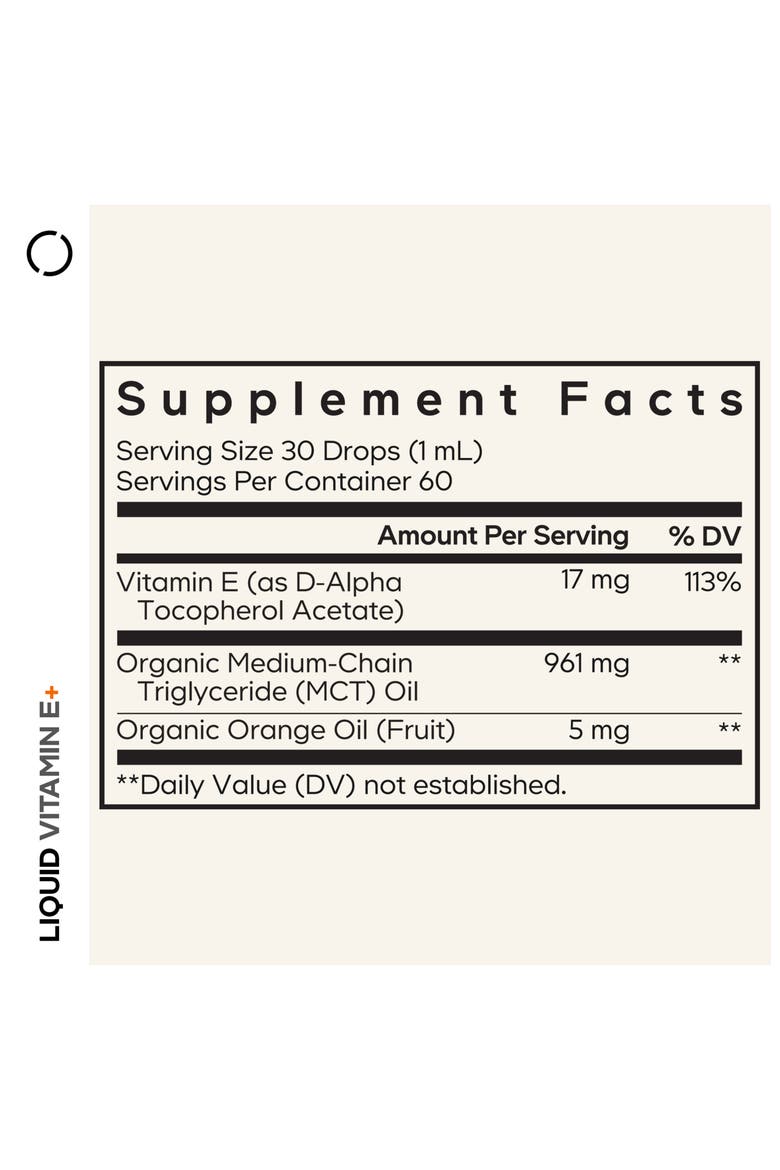 Liquid Vitamin E USDA-Certified Organic Supplement, Alternate, color, White