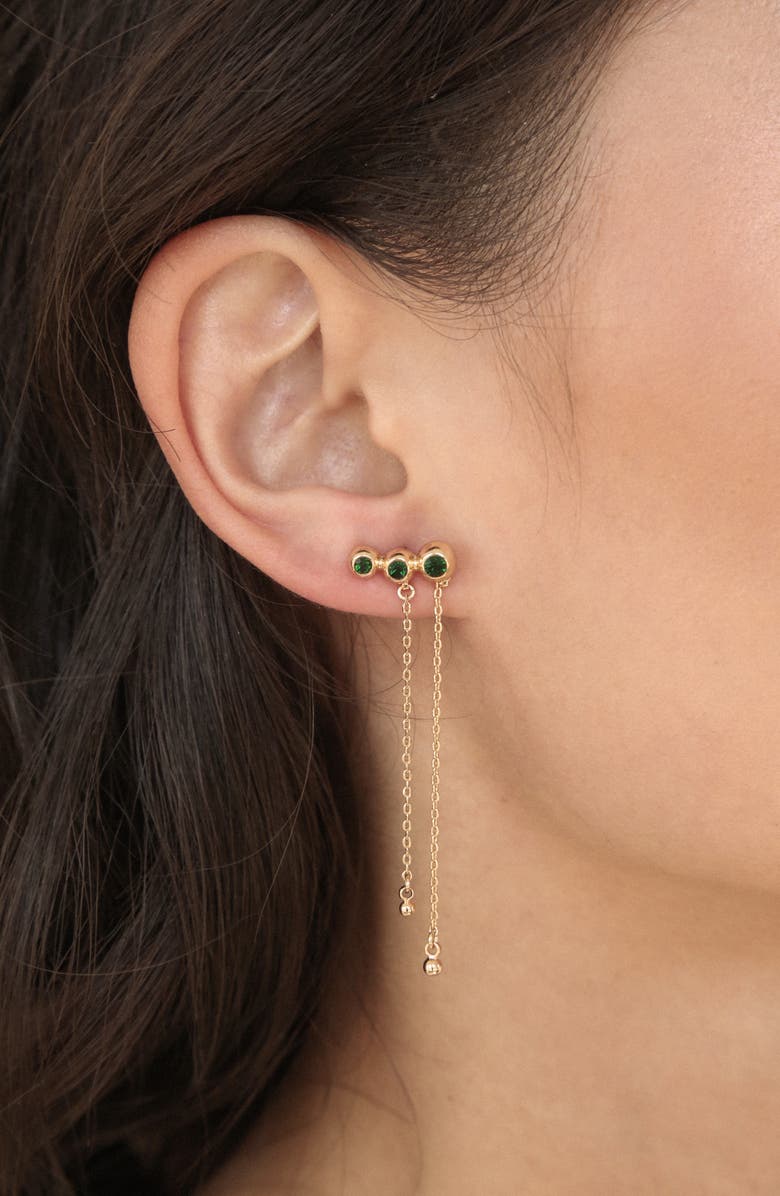Ettika Deco Crystal Hanging Chain Drop Earrings, Alternate, color, Green